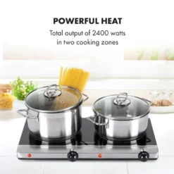 Klarstein Cookbuddy Doppelkochfeld , 2400W , Infrarot , Glaskeramik , Mobile Kochplatte , 2 X 18 Cm (Ø) Kochzone , 5 Temperaturstufen , Überhitzungsschutz , Elektrisch , Camping-Kochfeld , Edelstahl , Silber -Angebote Herd Liebe Store f4907c2703ec0b5e6c41259eda32141e