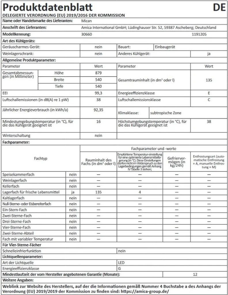 Amica Mican - 30660 - Einbau-Kühlschrank - Schlepptürtechnik 6 Amica Mican - 30660 - Einbau-Kühlschrank - Schlepptürtechnik - Image 4
