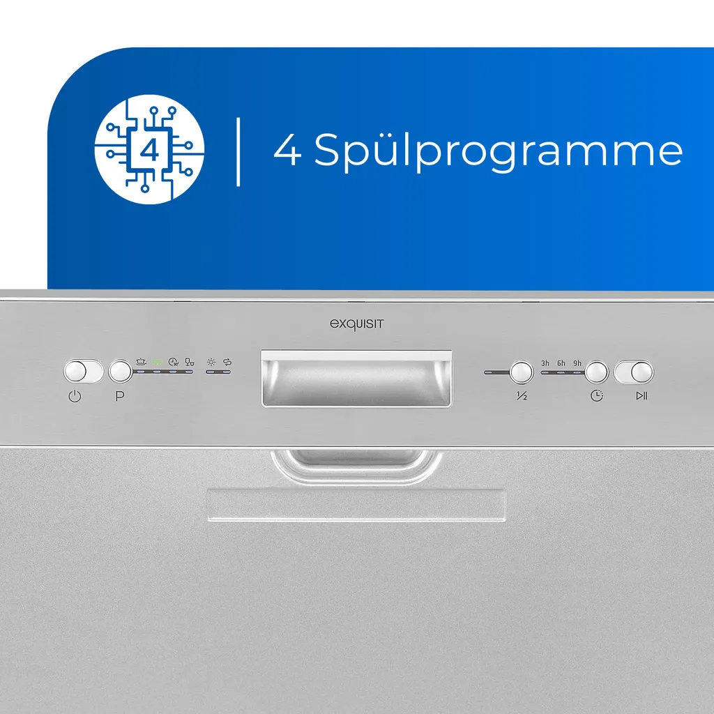 Exquisit Einbaugeschirrspüler EGSP6012-EB-030E Inox | Teilintegriert | 12 Gedecke | Inox 7 Exquisit Einbaugeschirrspüler EGSP6012-EB-030E Inox | Teilintegriert | 12 Gedecke | Inox - Image 5