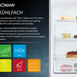 Bomann Kühl-/Gefrierkombination KG 7320.1 / 227 Liter / No Frost Funktion / 4 Sterne Gefrierfach / Inox -Angebote Herd Liebe Store fdb4fe409bf80eabaec088c282942890