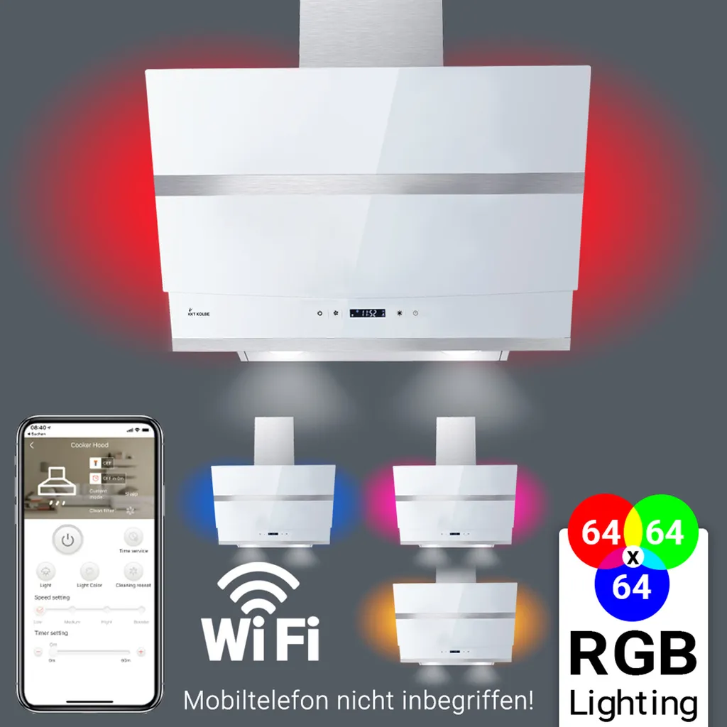 Dunstabzugshaube 60cm HERMES607WM RGBW Ambientebeleuchtung 4 Dunstabzugshaube 60cm HERMES607WM RGBW Ambientebeleuchtung - Image 2